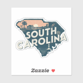 Autocollant de voiture d'État Retro South Carolina