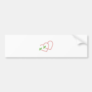 Autocollant De Voiture Deux coeurs avec le symbole de feuilles pour le