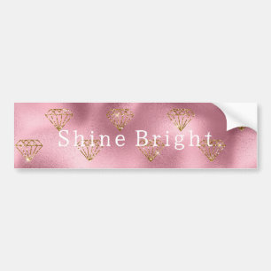 Autocollant De Voiture Diamants d'or en verre rose
