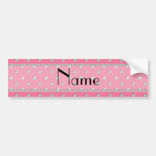 Autocollant De Voiture Diamants roses nommés personnalisés