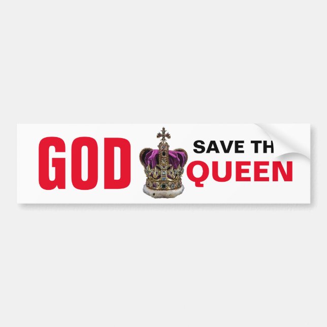 Autocollant De Voiture DIEU SAUVER LA REINE - Reine Elizabeth II (Devant)