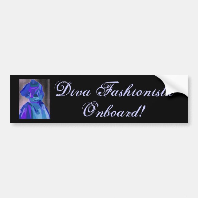 Autocollant De Voiture Diva Fashionista En Bleu I (Devant)