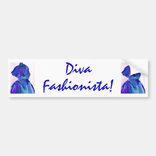 Autocollant De Voiture Diva Fashionista En Bleu I (Devant)