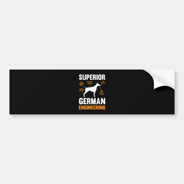 Autocollant De Voiture Doberman Gift | Génie allemand supérieur (Devant)