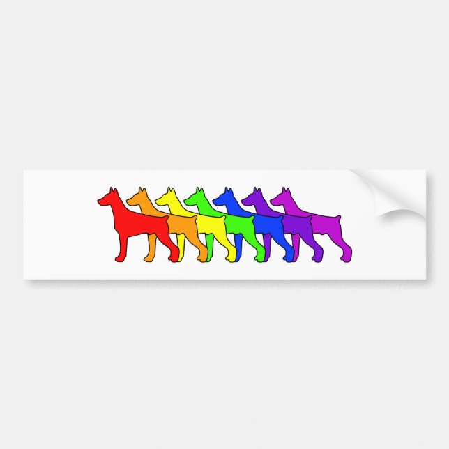 Autocollant De Voiture Dobermann d'arc-en-ciel (Devant)