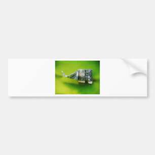 Autocollant De Voiture Dollar bill origami Elephant on Green background