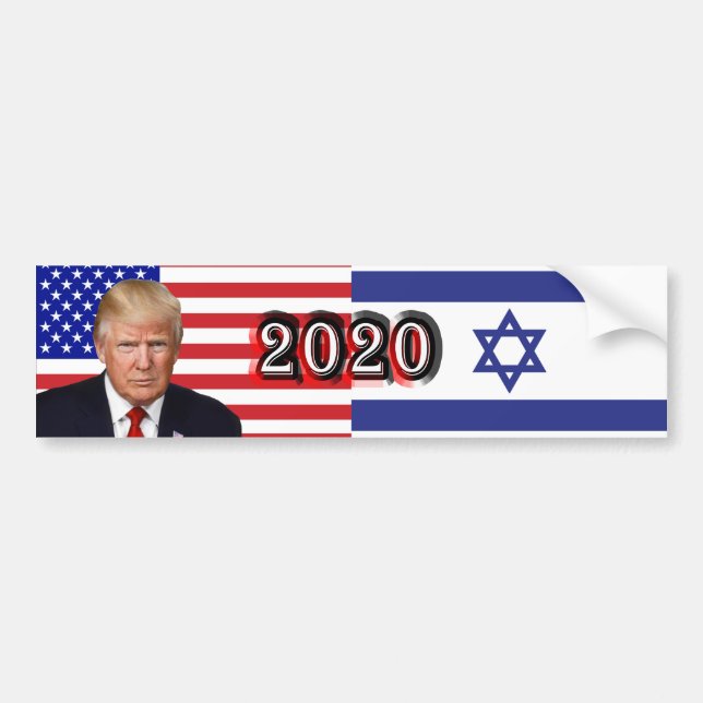 Autocollant De Voiture Donald Trump 2020 - Drapeaux États-Unis/Israël (Devant)