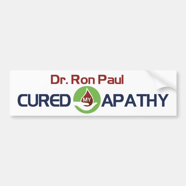 Autocollant De Voiture Dr. Ron Paul a traité mon apathie (Devant)