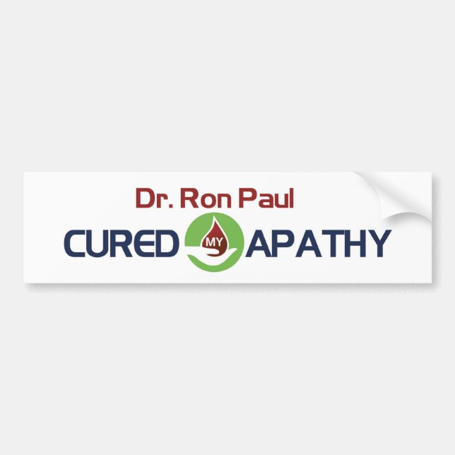 Autocollant De Voiture Dr. Ron Paul a traité mon apathie (Devant)