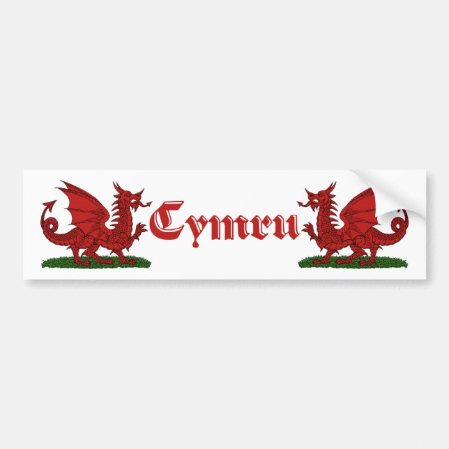 Autocollant De Voiture Dragon rouge Cymru (Devant)