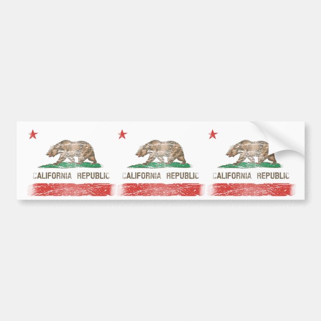 Autocollant De Voiture Drapeau affligé de République de la Californie (Devant)
