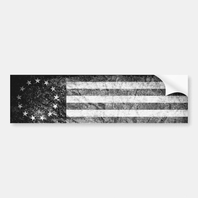 Autocollant De Voiture Drapeau américain 1776, noir et blanc (Devant)