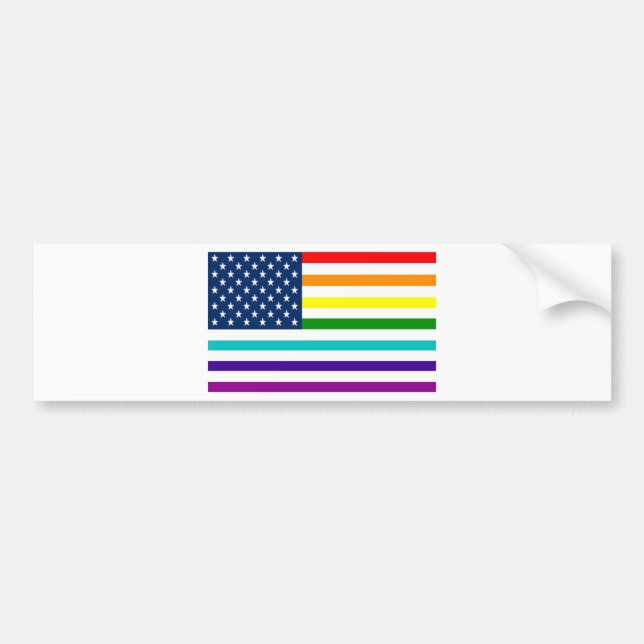Autocollant De Voiture Drapeau américain d'arc-en-ciel (Devant)