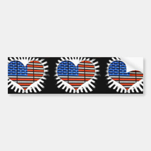 Autocollant De Voiture Drapeau américain du coeur patriotique