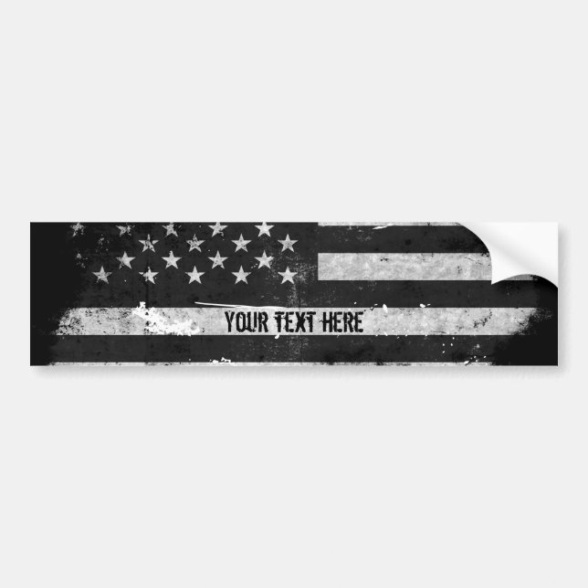 Autocollant De Voiture Drapeau américain grunge noir et blanc (Devant)
