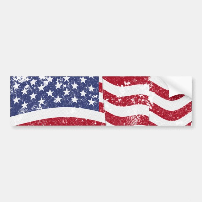 Autocollant De Voiture Drapeau américain ondulant - affligé (Devant)