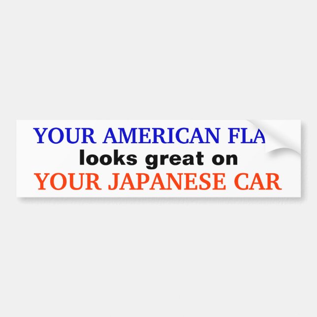 AUTOCOLLANT DE VOITURE "DRAPEAU AMÉRICAIN/VOITURE JAPONAISE" (Devant)