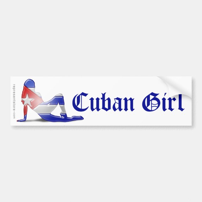 Autocollant De Voiture Drapeau cubain de silhouette de fille (Devant)