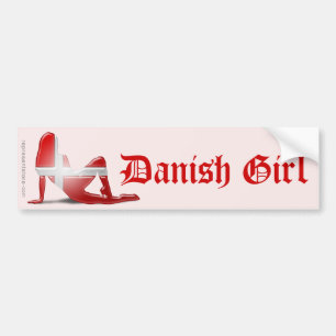 Autocollant De Voiture Drapeau danois de silhouette de fille