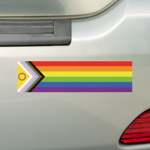 Autocollant De Voiture Drapeau de fierté intersexe de SlipperyJoe's fond 