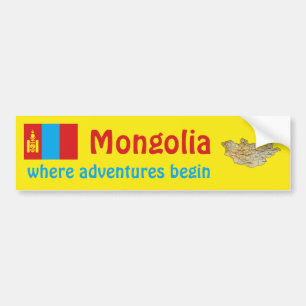 Autocollant De Voiture Drapeau de la Mongolie + Adhésif pour pare-chocs