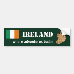 Autocollant De Voiture Drapeau de l'Irlande + Adhésif pour pare-chocs de