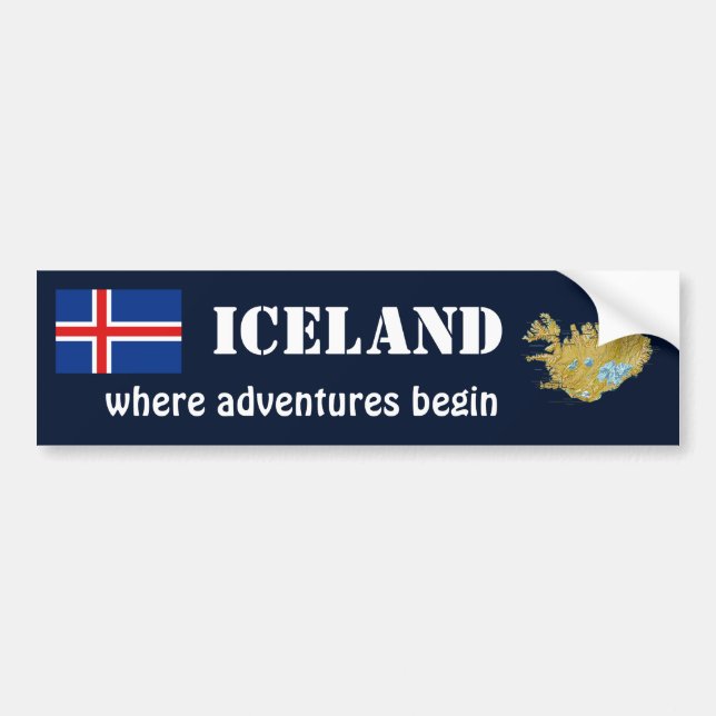 Autocollant De Voiture Drapeau de l'Islande + Adhésif pour pare-chocs de (Devant)