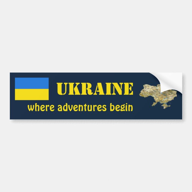 Autocollant De Voiture Drapeau de l'Ukraine + Adhésif pour pare-chocs de (Devant)