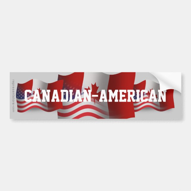 Autocollant De Voiture Drapeau de ondulation Canadien-Américain (Devant)