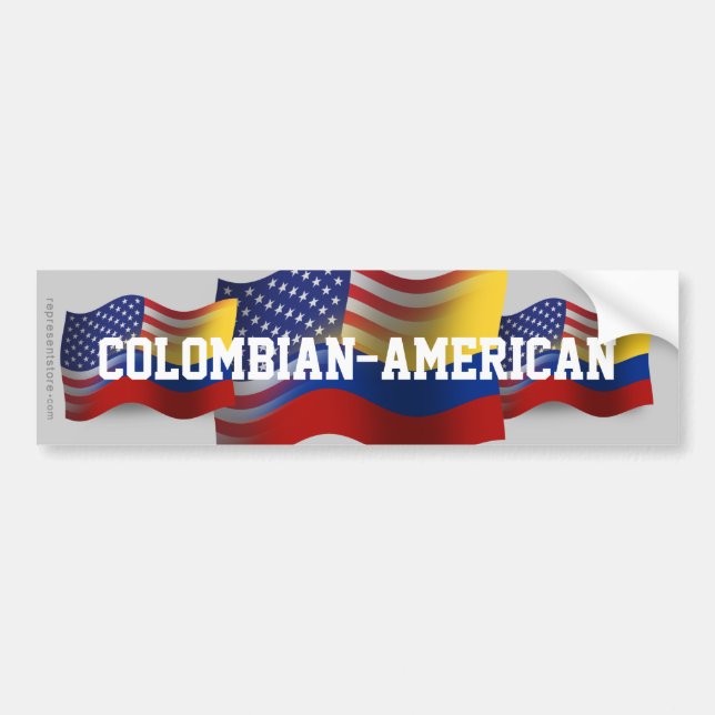 Autocollant De Voiture Drapeau de ondulation Colombien-Américain (Devant)