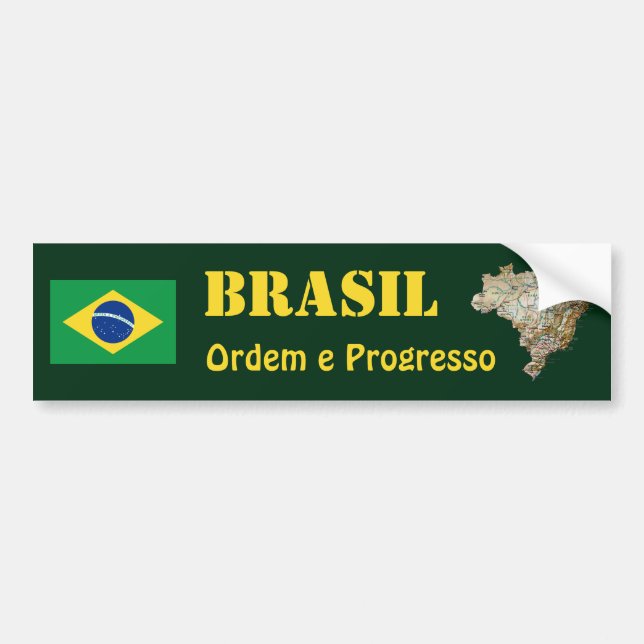 Autocollant De Voiture Drapeau du Brésil + Adhésif pour pare-chocs de (Devant)