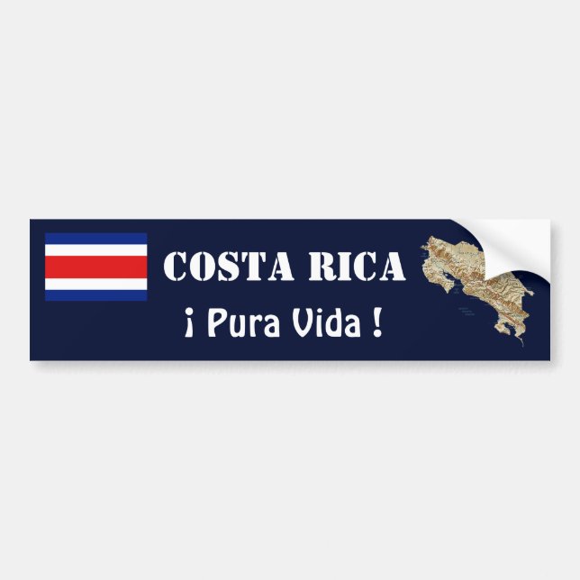 Autocollant De Voiture Drapeau du Costa Rica et adhésif pour pare-chocs (Devant)