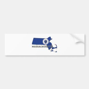 Autocollant De Voiture Drapeau et carte d'état du Massachusetts