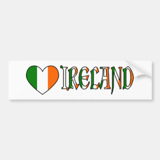Autocollant De Voiture Drapeau et mot de cœur irlandais Irlande