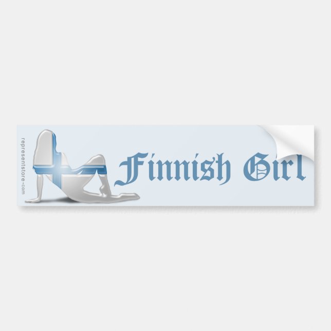 Autocollant De Voiture Drapeau finlandais de silhouette de fille (Devant)