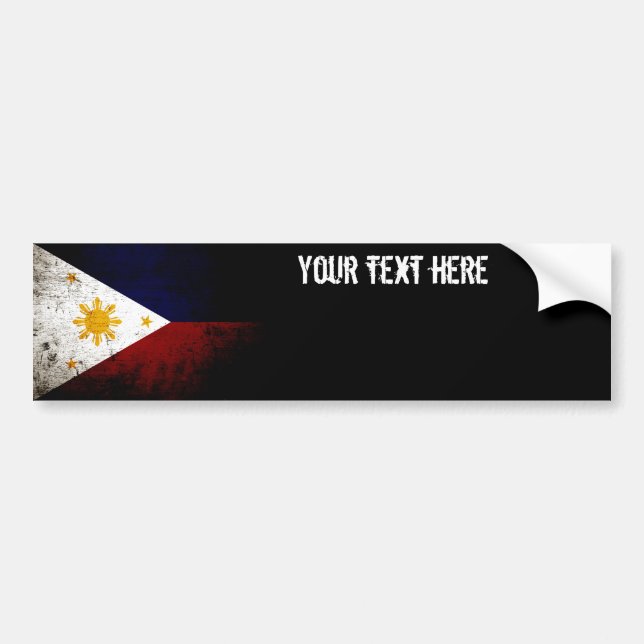 Autocollant De Voiture Drapeau grunge noir de Philippines (Devant)