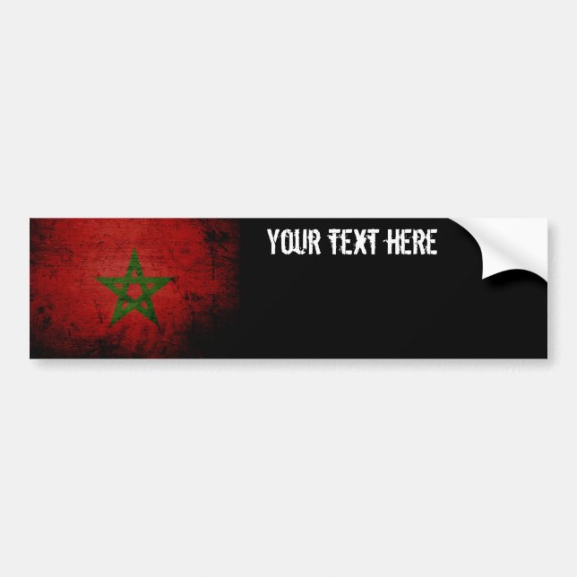 Autocollant De Voiture Drapeau grunge noir du Maroc (Devant)