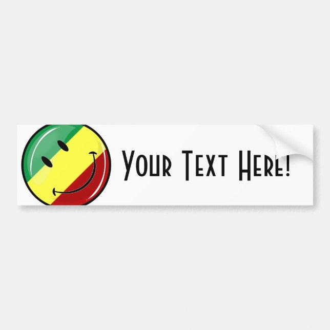 Autocollant De Voiture Drapeau heureux rond brillant de Rasta (Devant)