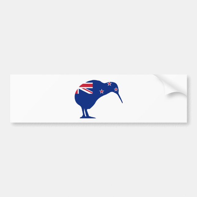 Autocollant De Voiture Drapeau néo-zélandais avec Kiwi SIlhouette (Devant)