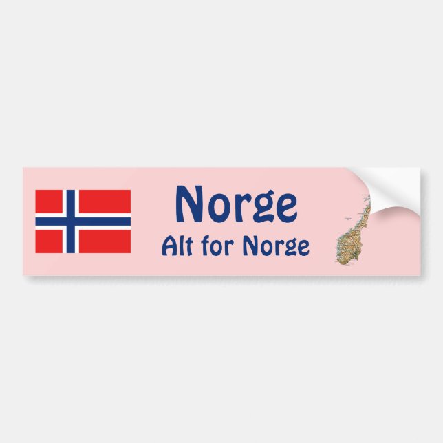 Autocollant De Voiture Drapeau Norvège + Stick pare-chocs Carte (Devant)