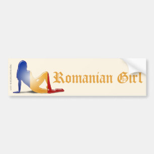 Autocollant De Voiture Drapeau roumain de silhouette de fille