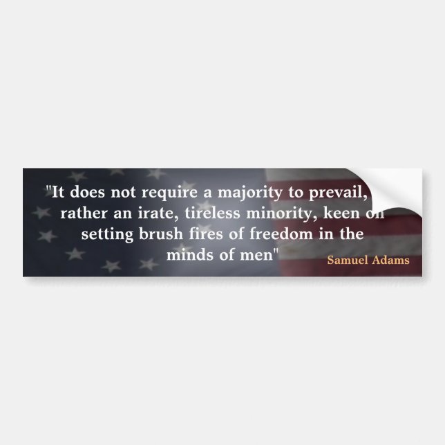 Autocollant De Voiture Drapeau rustique américain avec Samuel Adams citat (Devant)