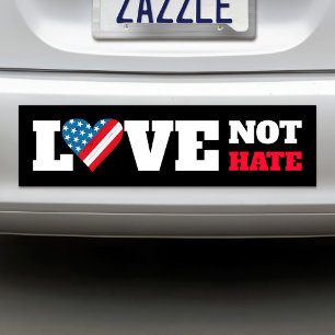 Autocollant De Voiture Drapeau USA Noir Cœur Amour Pas Haine Gras Rustiqu
