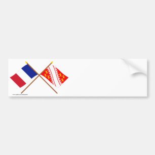 Autocollant De Voiture Drapeaux croisés de la France et d'Alsace