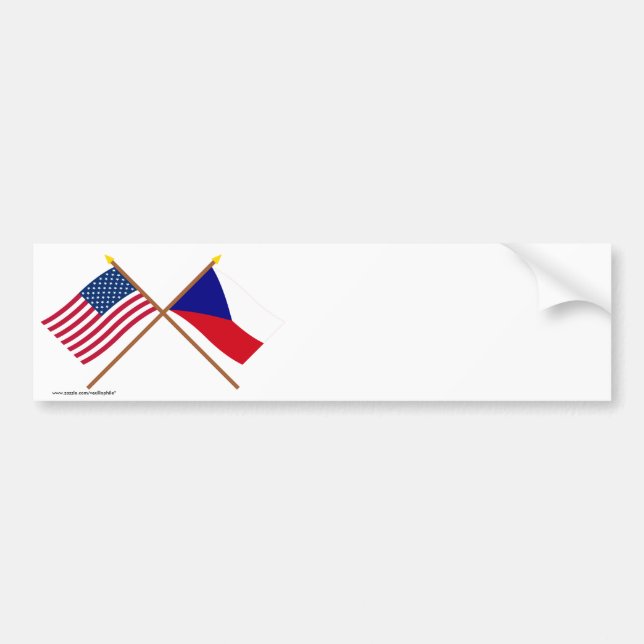 Autocollant De Voiture Drapeaux croisés des USA et de République Tchèque (Devant)