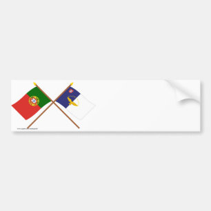 Autocollant De Voiture Drapeaux croisés du Portugal et des Açores