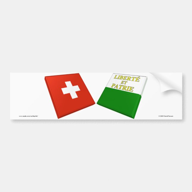 Autocollant De Voiture Drapeaux de la Suisse et du Vaud (Devant)