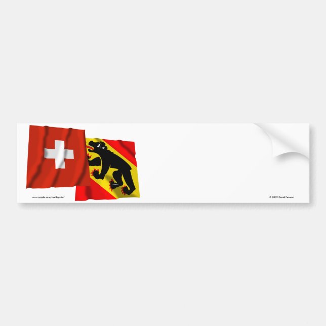 Autocollant De Voiture Drapeaux de ondulation de la Suisse et de Berne (Devant)