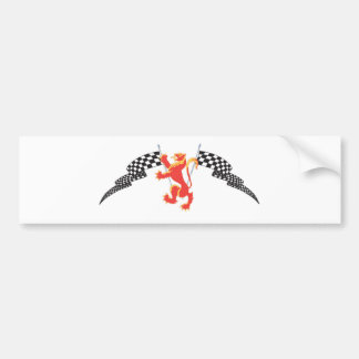 Autocollant De Voiture drapeaux effrénés et checkered de lion