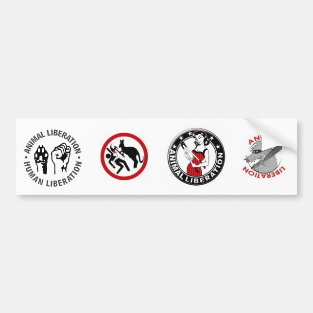 Autocollant De Voiture Droits des animaux (4 en 1) (Devant)